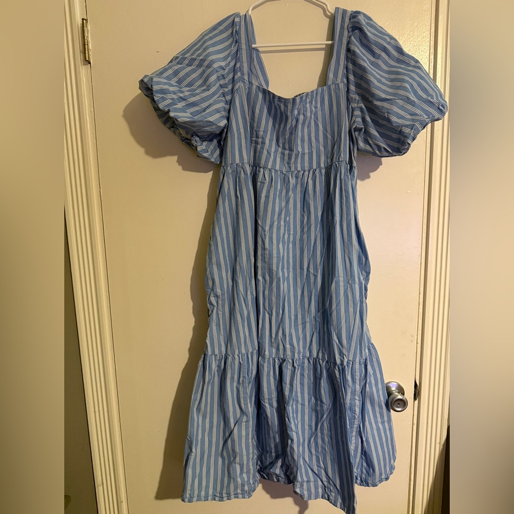 Old Navy blue striped dress w/ pockets XL